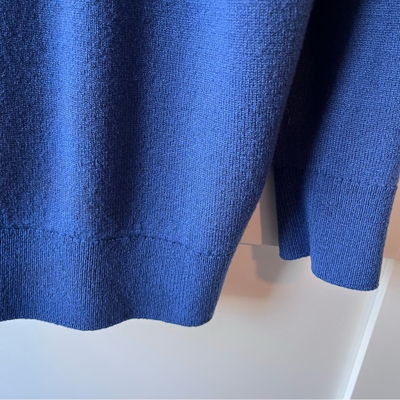 Blue Merino Wool Quarter Zip Sweater - Size L - Picture 4 of 5